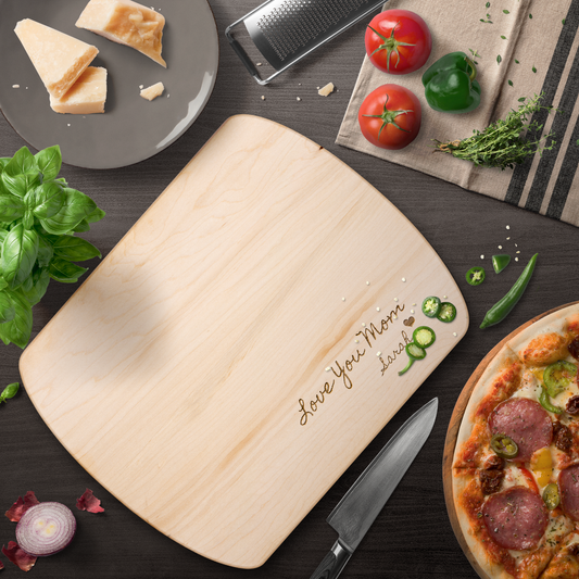 Love You Mom - Hardwood Oval Cutting Board