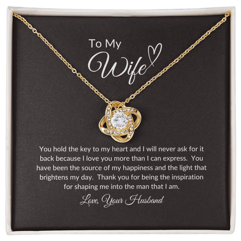 To My Wife | You Hold The Key To My Heart - Love Knot Necklace