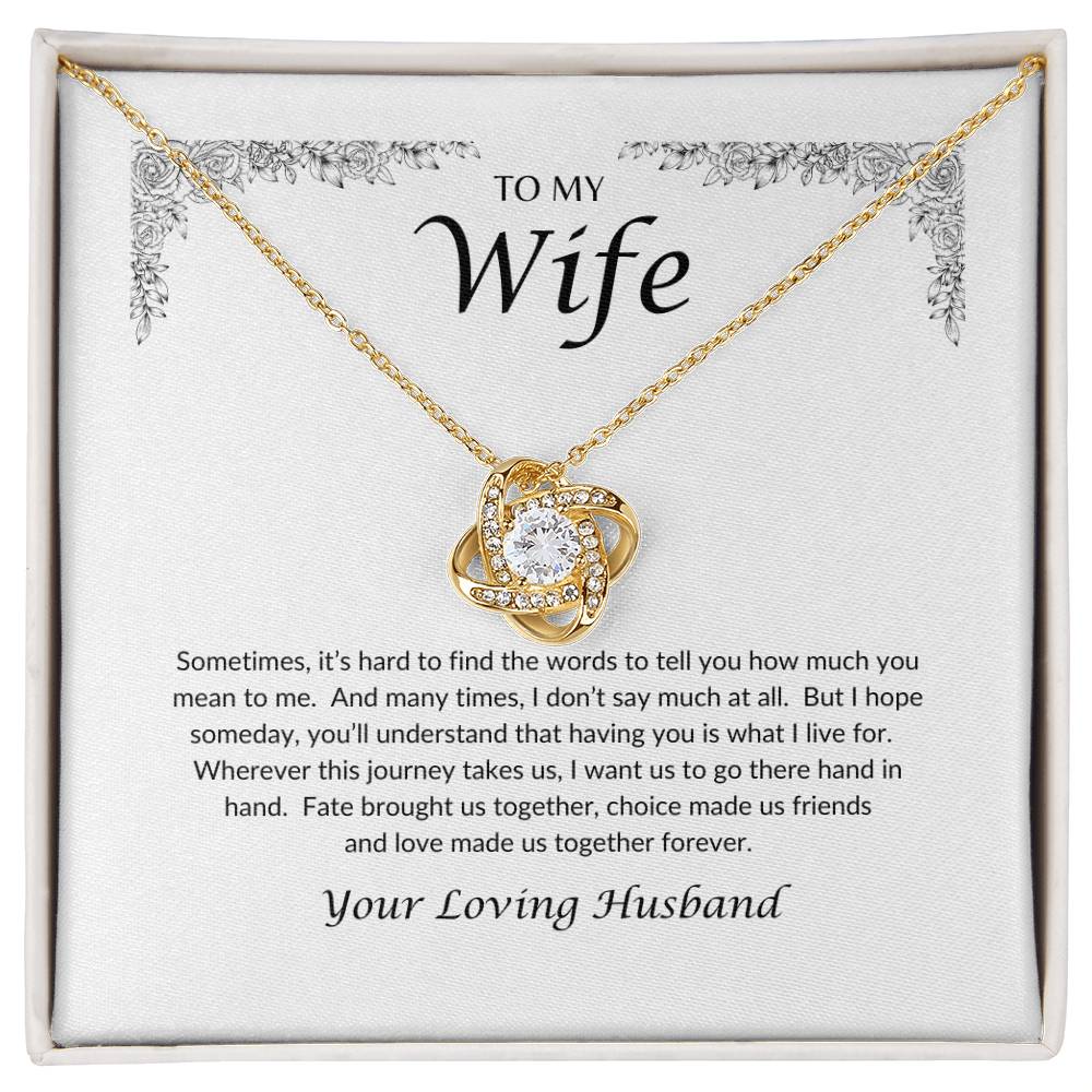 To My Wife | Hard To Find The Words - Love Knot Necklace