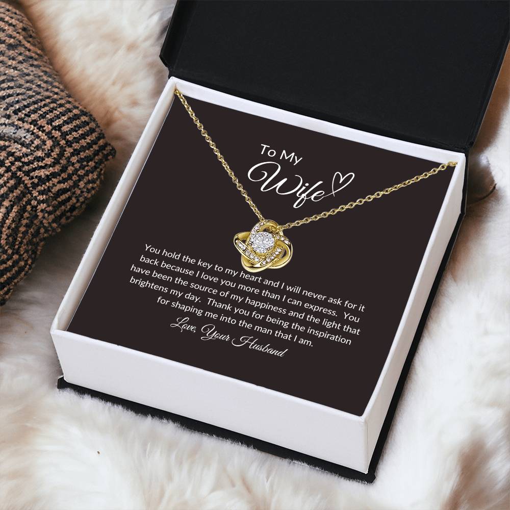 To My Wife | You Hold The Key To My Heart - Love Knot Necklace