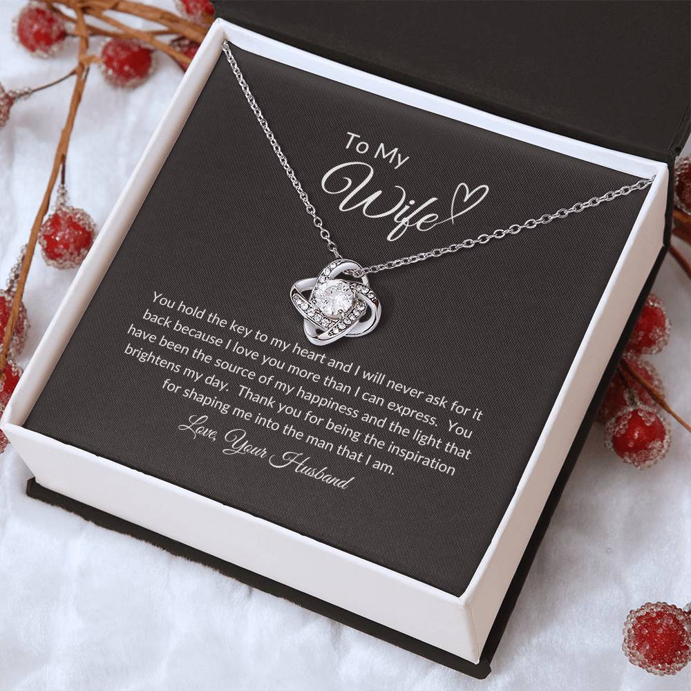 To My Wife | You Hold The Key To My Heart - Love Knot Necklace