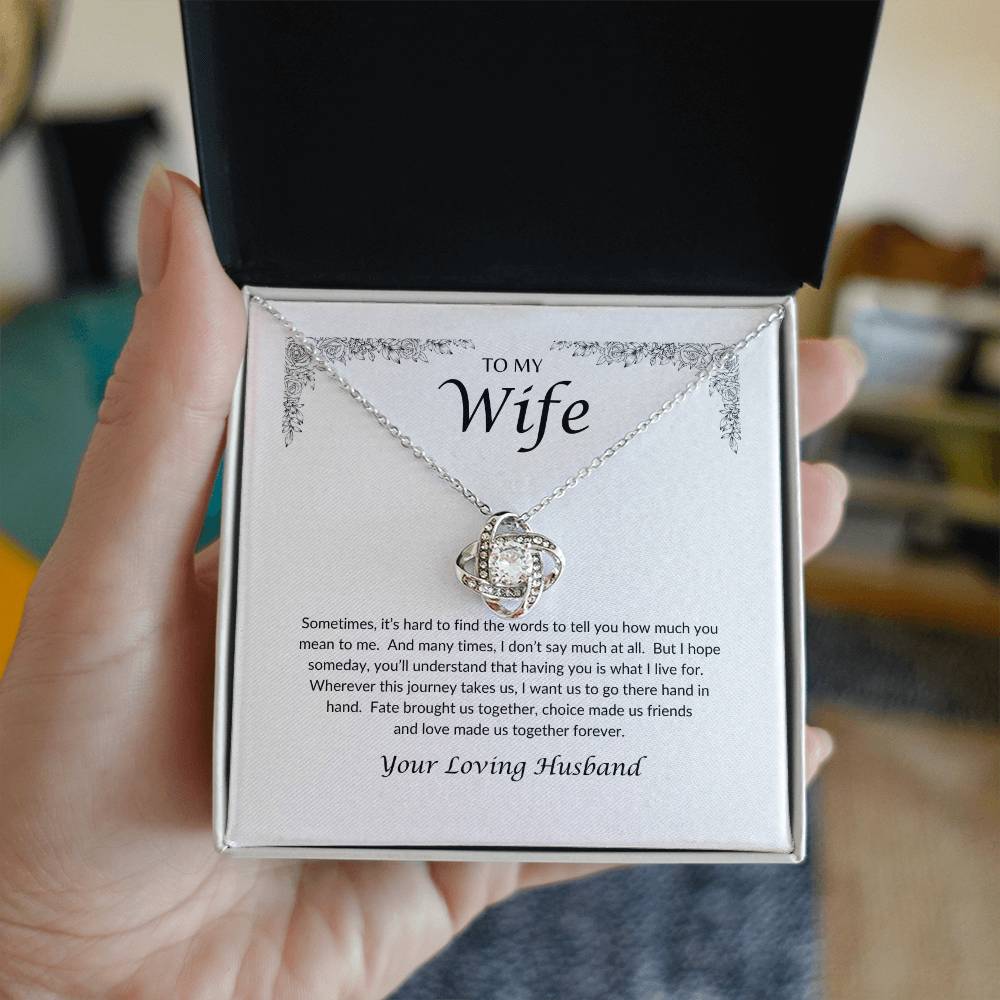 To My Wife | Hard To Find The Words - Love Knot Necklace