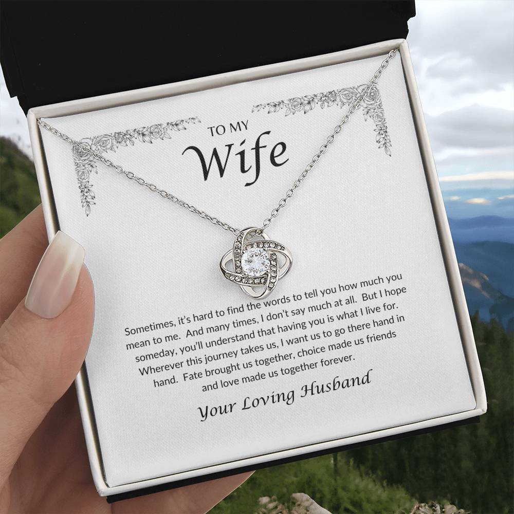 To My Wife | Hard To Find The Words - Love Knot Necklace