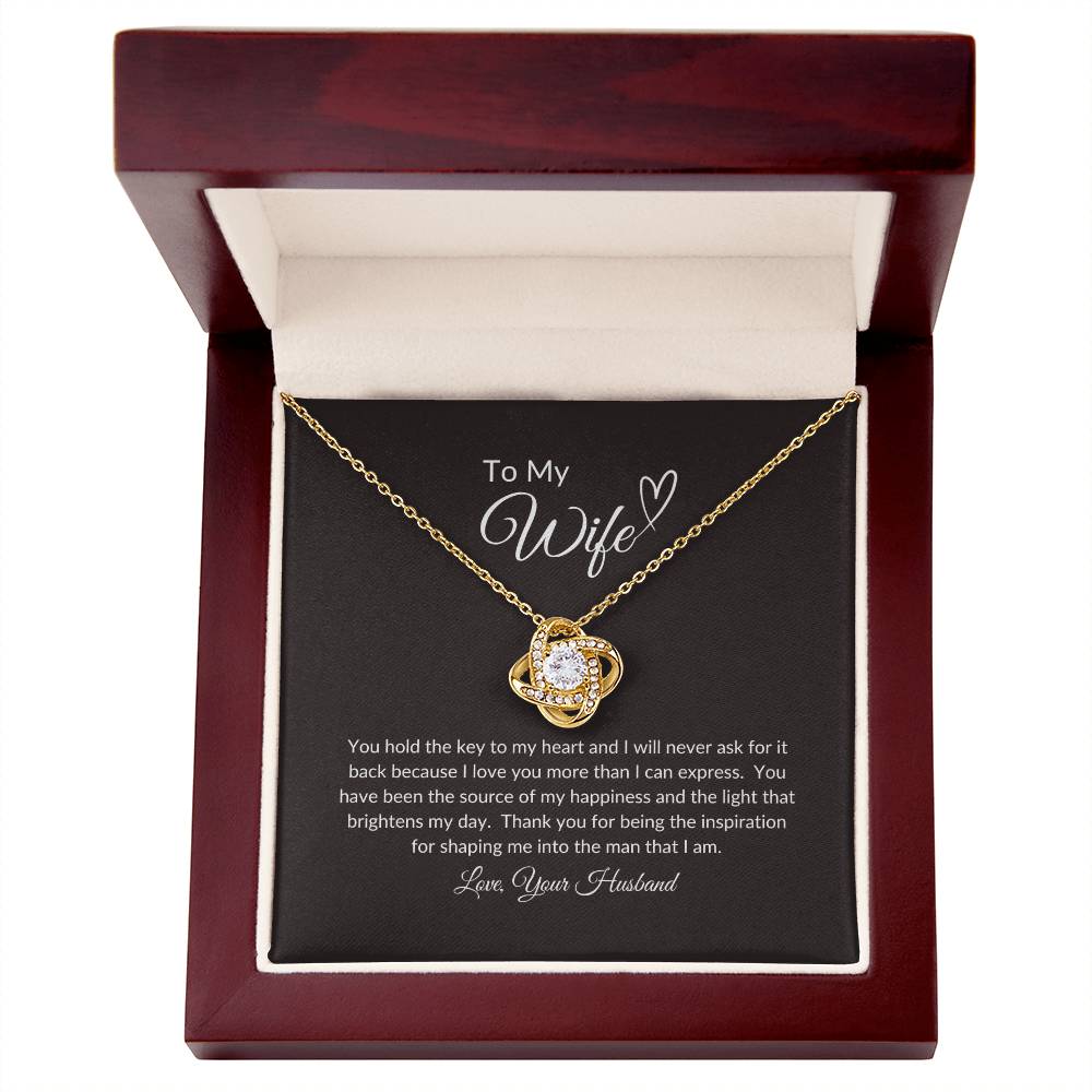 To My Wife | You Hold The Key To My Heart - Love Knot Necklace