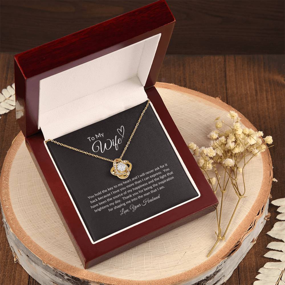 To My Wife | You Hold The Key To My Heart - Love Knot Necklace
