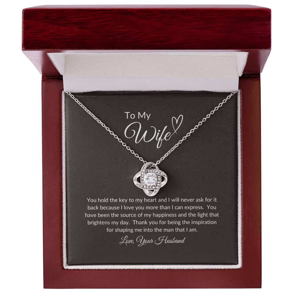 To My Wife | You Hold The Key To My Heart - Love Knot Necklace