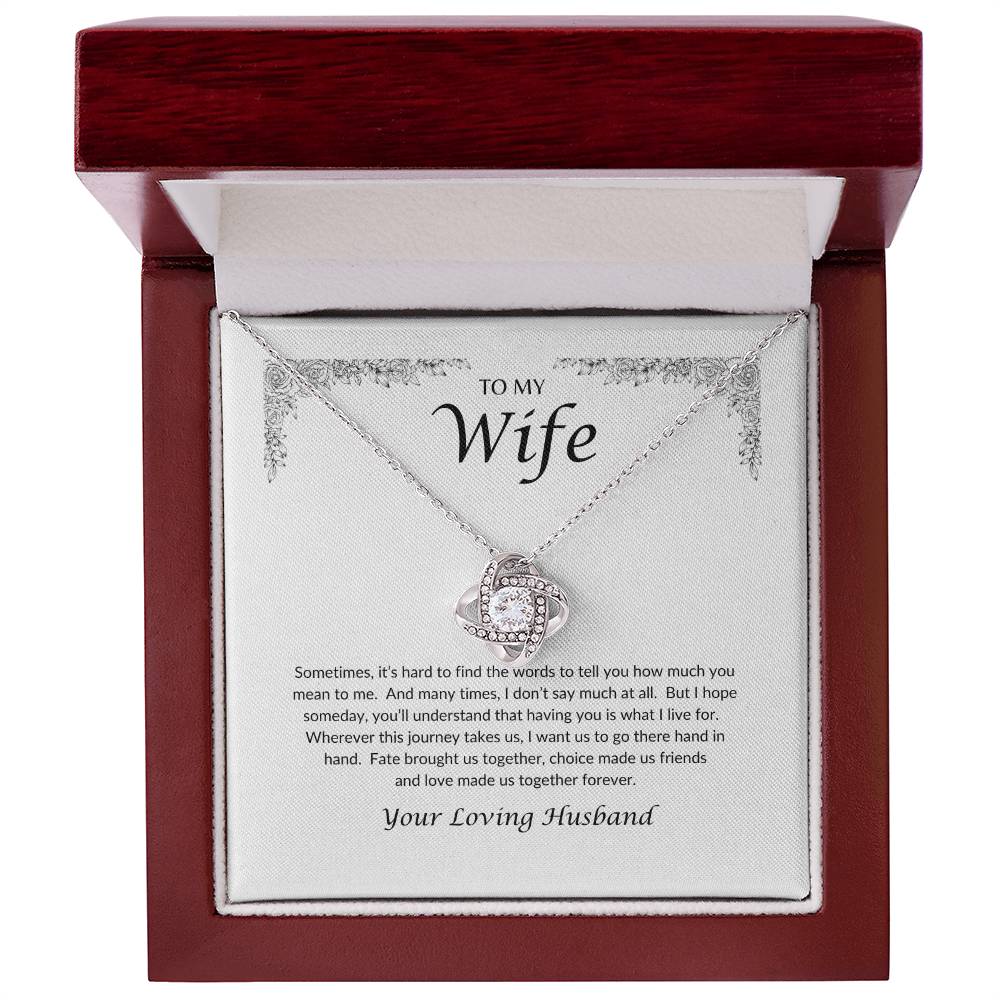 To My Wife | Hard To Find The Words - Love Knot Necklace