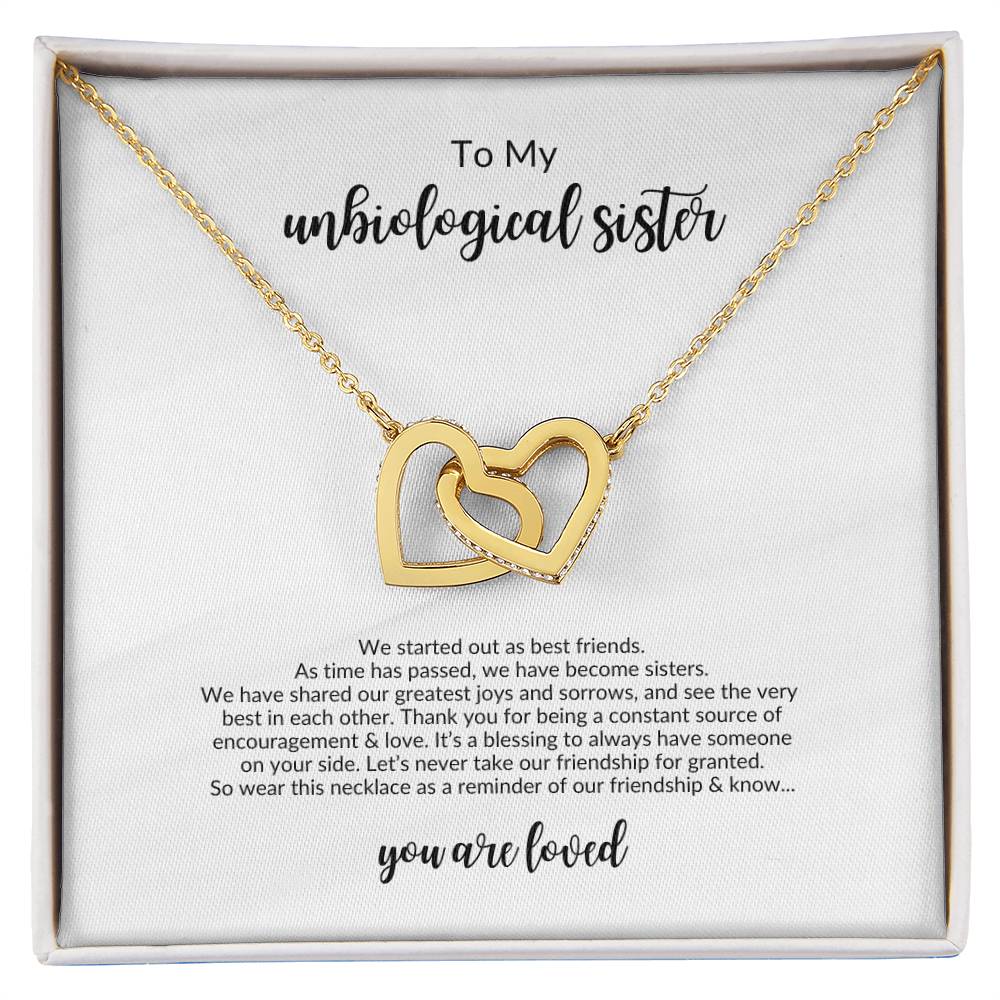 To My Unbiological Sister | We Started As Best Friends - Interlocking Hearts Necklace