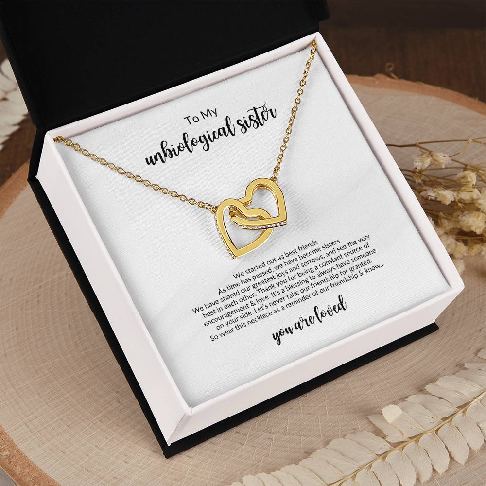 To My Unbiological Sister | We Started As Best Friends - Interlocking Hearts Necklace