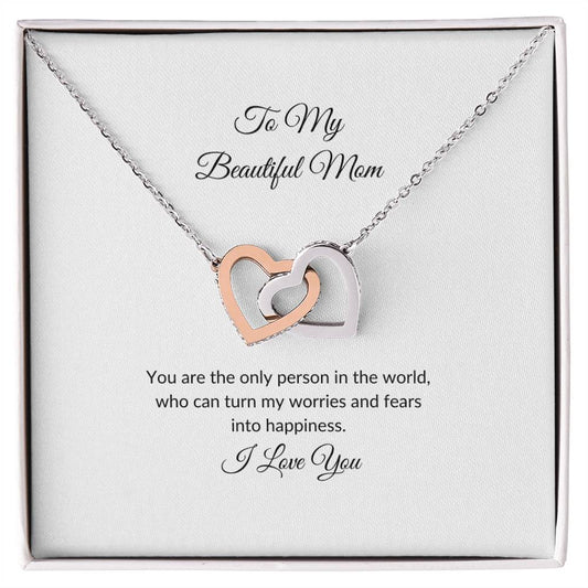 To My Beautiful Mom | Only Person in the World - Interlocking Hearts Necklace