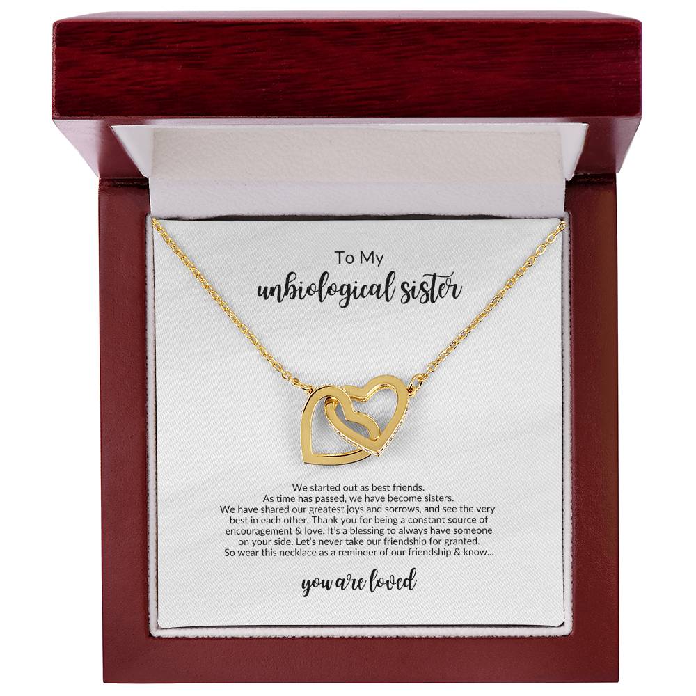 To My Unbiological Sister | We Started As Best Friends - Interlocking Hearts Necklace