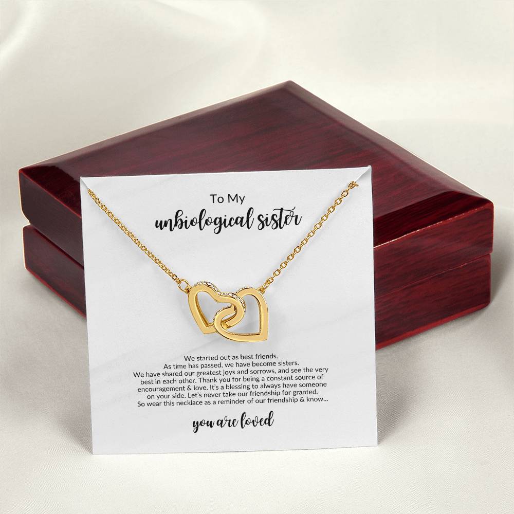 To My Unbiological Sister | We Started As Best Friends - Interlocking Hearts Necklace