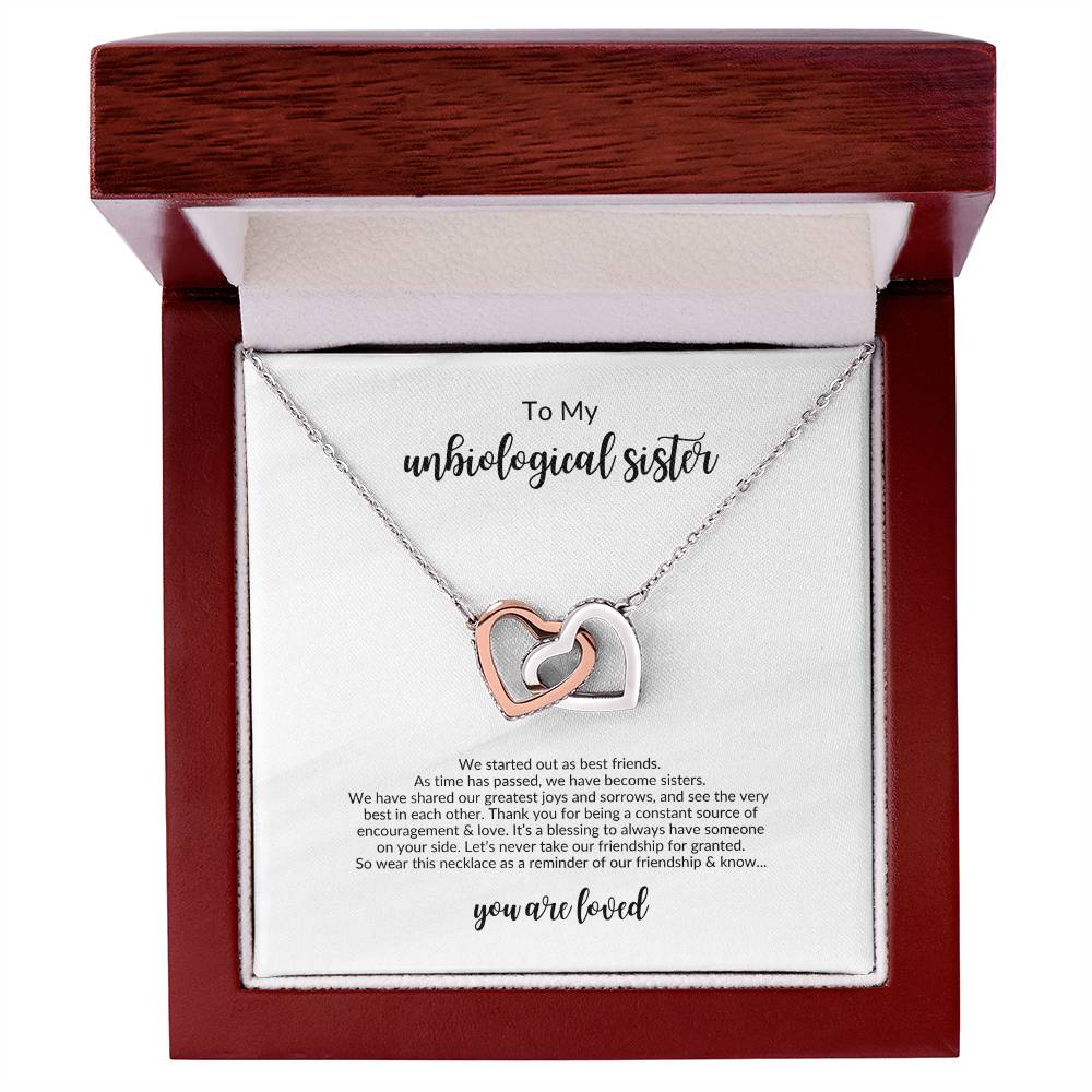 To My Unbiological Sister | We Started As Best Friends - Interlocking Hearts Necklace