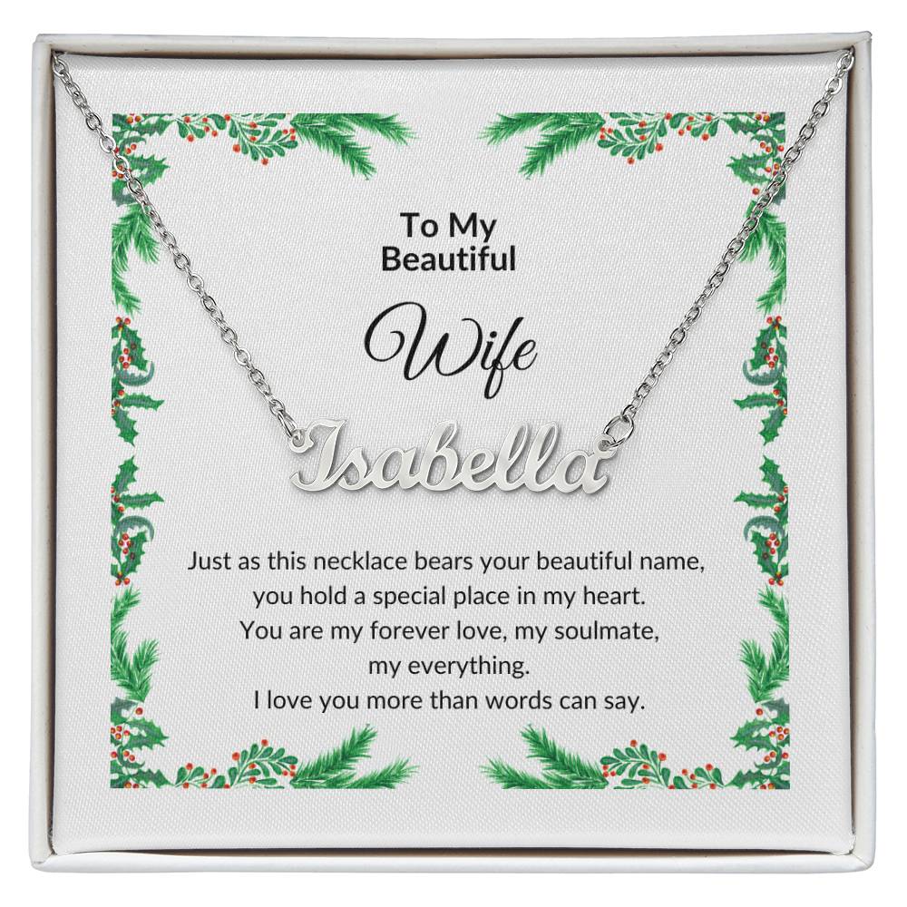 Custom Name Necklace with Message for Wife