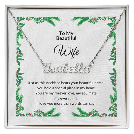 Custom Name Necklace with Message for Wife