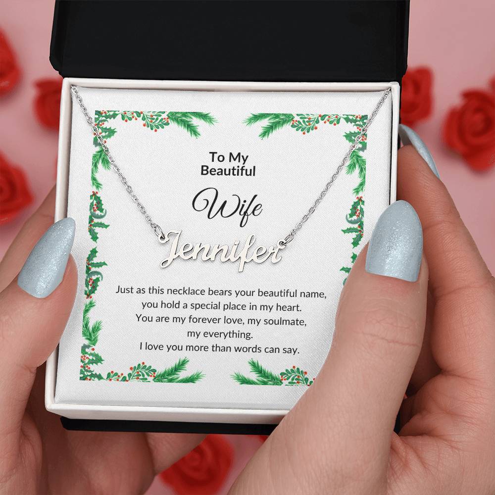 Custom Name Necklace with Message for Wife