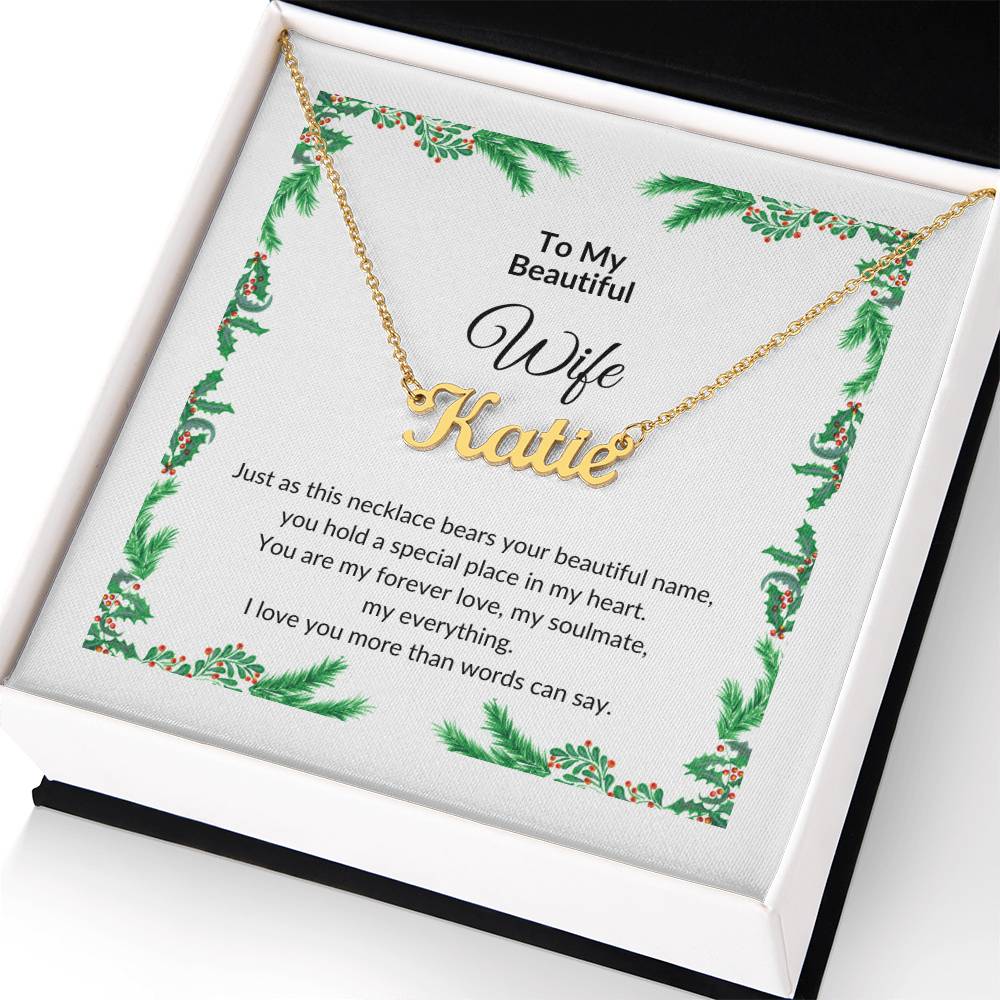 Custom Name Necklace with Message for Wife
