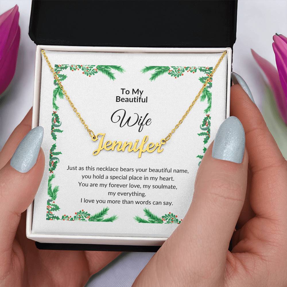 Custom Name Necklace with Message for Wife