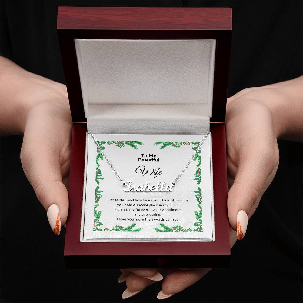 Custom Name Necklace with Message for Wife
