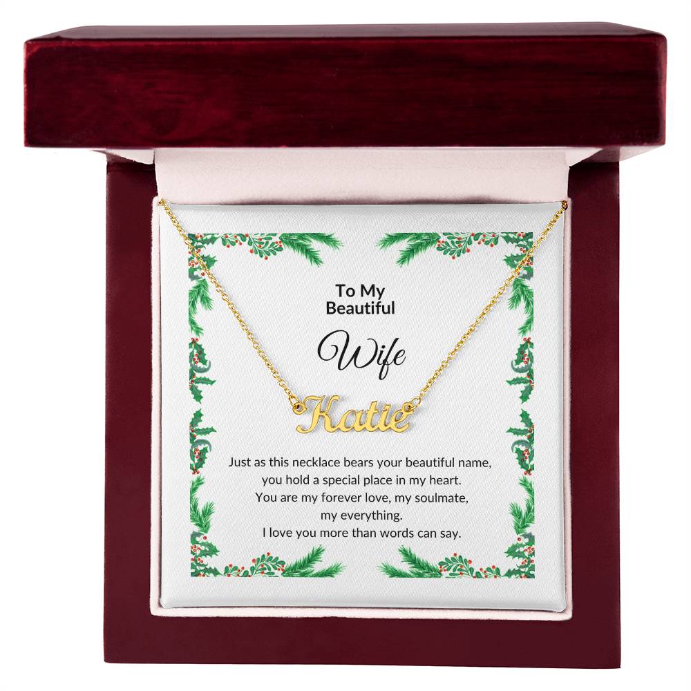 Custom Name Necklace with Message for Wife