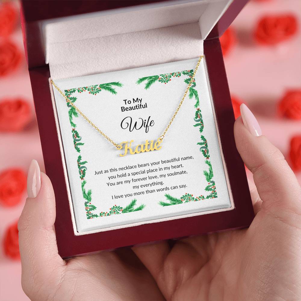 Custom Name Necklace with Message for Wife