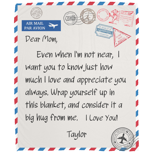 Personalized Air Mail Blanket For Mom Cozy Plush Fleece - 50x60